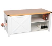 needs&wants® Armoire pour Chat Grande pour litière XXL en Bois avec Armoire à Chaussures Commode d'assise, Armoire à litière Commode, Design Maison pour Chat Toilette WC, 110 x 50 x 53 cm, Blanc Brun