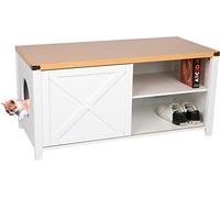 needs&wants® Grande armoire à litière pour chat XXL en bois avec armoire à chaussures, commode, design maison pour chat, 110 x 50 x 53 cm, blanc/marron