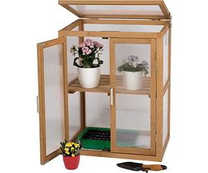 needs&wants® Mini Serre en Bois Exterieur - Serre de Jardin semis Résistante au Froid pour Balcon, Jardin, Intérieur, Abri Surélevé pour Plantes, 56x43x76 cm, Polycarbonate, Brun Foncé
