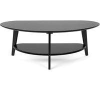 needs&wants® Table basse ovale semi-ronde en 100 % bambou - Table de salon en bois noir - Table de canapé à trois pieds avec espace de rangement