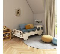 NeedSleep® lit de Voiture Jeep 160x80 lit bébé | lit Enfant avec Barriere | lit Voiture Garcon et Fille | Chambre Bebe Complete lit Bebe | Montessori lit MDF (80x160 cm sans Matelas)