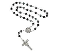 Needzo Chapelet Sainte Face de Jésus, comprend une carte de prière, chapelet catholique pour homme et femme, cadeau d'appréciation pasteur, 41,9 cm, 16.5 inches, Verre, Pas de gemme