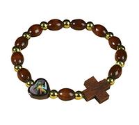 Needzo Divine Mercy Bracelet chapelet en perles en forme de cœur 17,8 cm, 7 inch, Bois Bois epoxy