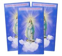 Needzo How To Pray The Rosary Lot de 3 cartes de poche à trois volets, brochure d'instructions de prière catholique, comprend le credo des apôtres, le Notre père, Je vous salue Marie, Gloire Be et
