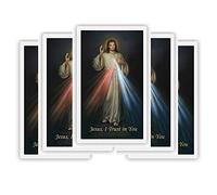 Needzo Jesus I Trust in You Divine Mercy Lot de 5 cartes de prière catholique pour l'école du dimanche, l'église et la masse, 5,7 x 9,5 cm