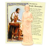 Needzo Kit de vente de statue de Saint Joseph à domicile, figurine religieuse et carte de prière, coffret cadeau catholique, 8,2 cm