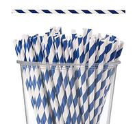 Neel Blue Lot de 500 pailles jetables en papier - Pailles rayées bleues et blanches, pailles de fête, décorations de cocktail pour anniversaire, mariage, fête de Noël, décoration à faire soi-même