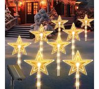 NEEMO 10 Modes Decoration Noel Exterieur, 8 Pièces 32LEDs Lampe Solaire Exterieur avec Super enfer Etoile, Chargement Type-C Lumiere Solaire Exterieur Jardin pour Terrasse Cour Cadeaux