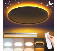 NEEMOSI 24W Plafonnier LED Dimmable, Luminaire Plafonniers avec Télécommande&Veilleuse 1800K&Minuterie, Éclairage de Plafond Rond, Plafonnier pour Salle de Bain Chambre Salon Cuisine Couloir Ø29.5cm