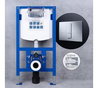 neeos VWTB Bâti-support pour WC H: 98,5 cm, plaque de déclenchement FP45 chromée et accessoires de montage, 90738K+16791CR#SET,