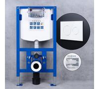 neeos VWTB Bâti-support pour WC H: 98,5 cm, plaque de déclenchement FP65 blanche et accessoires de montage, 90738K+16787WH#SET,