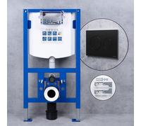 neeos VWTB Bâti-support pour WC H: 98,5 cm, plaque de déclenchement FP65 noire mate et accessoires de montage, 90738K+16787BM#SET,