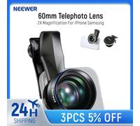 NEEpacks-Téléobjectif de 60mm avec clip d'objectif de téléphone à filetage de 17mm et anneau adaptateur de filtre de 67mm, grossissement 2X pour iPhone Samsung