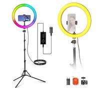 NEEWE Rring Light 12" avec Trépied Compatible avec iPhone, Anneau Lumineux LED RGB 24W avec Support pour Téléphone pour Selfie, Photographie,Enregistrement Vidéo,Maquillage,2500-10000K CRI95+,RH12C