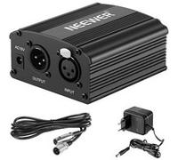 Neewer 1- Canal 48V Alimentation Fantôme Noir avec Adaptateur et un XLR Câble Audio pour Tous Microphones à Condensateur Musique Dispositifs d'Enregistrement G