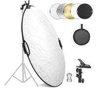 NEEWER 110cm Réflecteur Lumière avec Pince et Poignées, Réflecteur Photographie Multi-Disque Pliable 5 en 1 Translucide/Argent/Or/Blanc/Noir avec Filetage 3/8" pour Éclairage Extérieur Studio,RF-110II