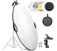 NEEWER 110cm Réflecteur Lumière avec Pince et Poignées, Réflecteur Photographie Multi-Disque Pliable 5 en 1 Translucide/Argent/Or/Blanc/Noir avec Filetage 3/8" pour Éclairage Extérieur Studio,RF-110II