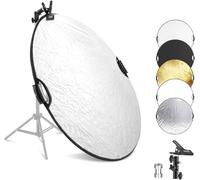 NEEWER 110cm Réflecteur Lumière avec Pince et Poignées, Réflecteur Photographie Multi-Disque Pliable 5 en 1 Translucide/Argent/Or/Blanc/Noir avec Filetage 3/8" pour Éclairage Extérieur Studio,RF-110II