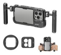 NEEWER 15 Pro Cage de Téléphone avec 2 Poignées Compatible avec iPhone 15 Pro, Adaptateur de Filtre Métal 67mm, Fond de Panier