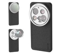 Neewer 15 Ultra Case, Compatible With Xiaomi 15 Ultra, Rugged Tpu & Pc Protective Case, Pu Leather, With 17mm Lens Mount & 67mm Filter Adapter For Wireless Charging, Pa101 Black & Silver