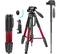 177 cm Trépied Monopode avec Tête Pan en 3 Directions, Porte Smartphone, Déclencheur Bluetooth, et Sac pour Smartphone iPhone, Samsung, Huawei, DSLR,