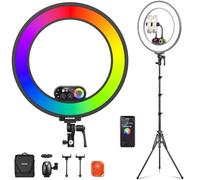 NEEWER 18" RL45C Ring Light Edge Lit Anneau Lumineux RGB avec Trépied Téléphone Télécommande 360° Couleurs Complètes App/2,4G Contrôle Compatible avec iPhone Selfie Maquillage Enregistrement Vidéo