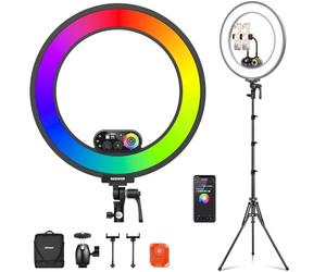 NEEWER 18" RL45C Ring Light Edge Lit Anneau Lumineux RGB avec Trépied Téléphone Télécommande 360° Couleurs Complètes App/2,4G Contrôle Compatible avec iPhone Selfie Maquillage Enregistrement Vidéo