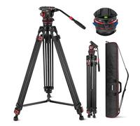 NEEWER 188cm Trépied Vidéo avec Tête Fluide Amortissement,TP75 | Plaque Rapide Métal Robuste NEEWER, Double Mode, Compatible DJI RS, Panoramique 360°, Inclinaison +90°/-75°, Charge Max 10 kg