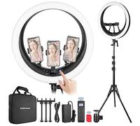 NEEWER 19" Ring Light,Lumière Anneau avec 3 Supports Téléphone&Mini Rotule,2,4G&Contrôle Tactile Améliorés,Gradation Douce à 1%,Anneau Lumineux pour TikTok Zoom d'Enregistrement Vidéo en Direct,RP19H