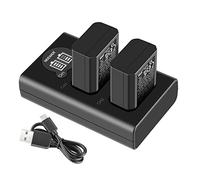 Neewer NP-FW50 Chargeur de Batterie Compatible avec Sony ZV-E10,A7,A7R,A7RII,A7II,A7SII,A7S,a6300,a6400,a6500,RX10 Series Caméra(Pack de 2 Batteries,Double Entrée Micro USB et Type-C Chargeur)