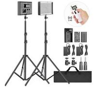 Neewer 2 Packs 2,4G LED Lampes Vidéo Bicolore CRI 95+ 280 LED Panneau avec 2M Support, LCD Écran, 2,4G Télécommande pour Photographie en Studio, Rotule, Batterie ,Chargeur, Sac de Transport Inclus G