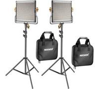 Neewer 2 Packs 480 LED Lumière Dimmable Bicouleur et Support d'Eclairage Kit Comprend: 3200-5600K CRI 96+ LED Panneau avec Support en U, 78,7 Pouces Support de Lumière pour YouTube Studio Photographie