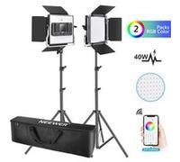 Neewer 2 Packs 660 RGB Led Lumière avec Contrôle APP, Kit d'Éclairage Vidéo avec Supports et Sac, 660 SMD LEDs CRI95 3200K-5600K, Luminosité 0-100%, 0-360 Couleurs Réglables, 9 Scènes Applicables G