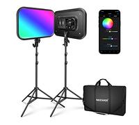 NEEWER 2 Packs de Panneau d'Eclairage Vidéo LED RVB de 18,3" avec Kit de Support de Contrôle d'App, 360° Pleine Couleur, 60W RGB168 Dimmable 2500K ~ 8500K CRI 97+ pour Jeu/Youtube/Zoom/Photographie