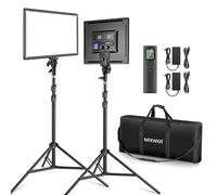 NEEWER 2 Packs Panneau Lumière Vidéo LED 45,7cm , Éclairage Vidéo Bicolore Variable avec Support Lumière & Sac Transport, 45W Lampe Studio Vidéo pour Jeu/Diffusion Direct/Youtube/Studio/Photographie