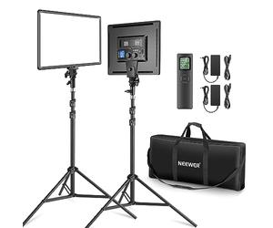 NEEWER 2 Packs Panneau Lumière Vidéo LED 45,7cm , Éclairage Vidéo Bicolore Variable avec Support Lumière & Sac Transport, 45W Lampe Studio Vidéo pour Jeu/Diffusion Direct/Youtube/Studio/Photographie