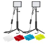 Neewer 2pcs Lampes Vidéo LED USB 5600k Dimmable avec Support de Trépied Réglable et Filtres de Couleur pour La Prise de Vue sur Table/en Contre-plongée, Le Zoom/L'éclairage de Conférence Vidéo