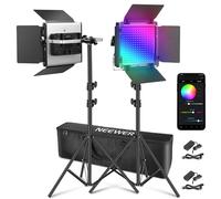 NEEWER 2X amélioré 660 PRO II 50W RVB LED panneau d'éclairage vidéo ensemble trépied avec contrôle par application lumière vidéo 360 ° lumière vidéo photo couleur/CRI97 +/3200K 5600K