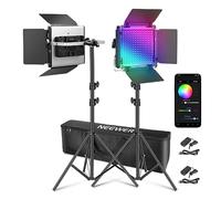 NEEWER 2X amélioré 660 PRO II 50W RVB LED panneau d'éclairage vidéo ensemble trépied avec contrôle par application lumière vidéo 360 ° lumière vidéo photo couleur/CRI97 +/3200K ~ 5600K