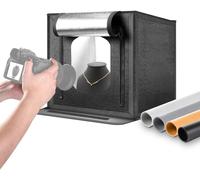 NEEWER 40 W Boîte de lumière de Studio Photographique améliorée 40 cm x 40 cm Lightbox Photographique Pliable Portable, 4 Fonds, 5600 K 144 LEDs 5310lx/0,5 m Rideau Dimmable pour Bijoux électroniques