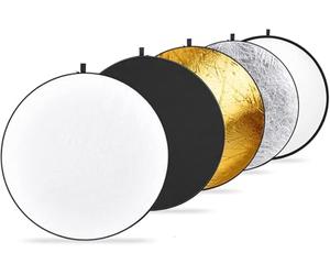 NEEWER 43in/110cm Réflecteur de Lumière Diffuseur de Lumière 5 en 1 Multidisque Pliable Translucide, Argent, Or, Blanc et Noir pour l'Éclairage de Studio de Photographie et l'Éclairage Extérieur