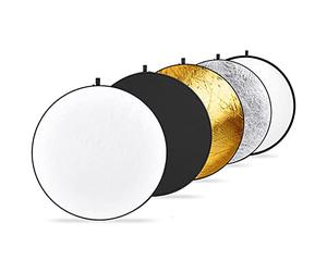NEEWER 43in/110cm Réflecteur de Lumière Diffuseur de Lumière 5 en 1 Multidisque Pliable Translucide, Argent, Or, Blanc et Noir pour l'Éclairage de Studio de Photographie et l'Éclairage Extérieur