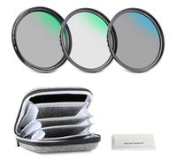 NEEWER 46mm Kit Filtres d'Objectif UV/CPL/ND Sac Rigide Verre Optique et Cadre en Alliage Aluminium Accessoire Ultraviolet Filtre + Polarisant Circulaire (CPL)+Filtres Densité Neutre(ND4) avec étui