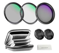 NEEWER 49mm Kit de filtres ND + CPL + UV Variables (3 Pack),Filtre polarisant Circulaire Multicouche à densité Neutre (ND2-400), kit d'accessoires avec étui de Transport et Capuchons d'object