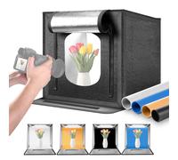 NEEWER 50W Mini Studio Photo Améliorée, 24"x24" Pliable Portable, 4 Fonds, 5600K 160 LED 5200lx/0,5m, Tente de Prise de Vue pour Cabine à Intensité Variable Light Box pour Bijoux Électroniques, LP60