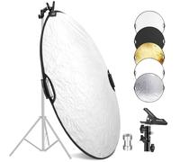 NEEWER 56cm Réflecteur Lumière avec Pince et Poignées, Réflecteur Photographie Multi-Disque Pliable 5 en 1 Translucide/Argent/Or/Blanc/Noir avec Filetage 3/8" pour Éclairage Extérieur Studio,RF-56II