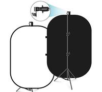 NEEWER 5x7ft/1.5x2m Fond Pliable Chromakey avec 8.5ft/2.6m Support | 2 en 1, Reversible, Noir, Blanc, Panneau Fond Vert, pour Studio Photo, Diffusion en Direct, Appels Vidéo, Jeux