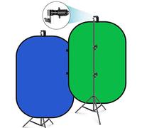 Neewer 5x7ft/1.5x2m Toile de Fond Chromakey Pliable avec Support de 8.5ft/2.6m, Panneau de Fond Vert Bleu Vert Réversible 2-en-1 pour Studio Photographie, Streaming en Direct, Appels Vidéo, Jeux