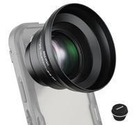 NEEWER 65mm HD Objectif pour Caméra et Téléphone avec Pare-Soleil, LS-66 | Pour 17mm Étui avec Plaque Arrière Filetée d'objectif, 1.7X Complément Optique Zoom, Compatible avec iPhone 17 16 15 Android