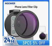 NEEWER 67mm Clip sur Kit de filtre d'objectif de téléphone Variable ND2-ND32, Clip de téléphone avec anneau adaptateur fileté/chaussure froide/bouton de verrouillage 1